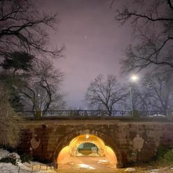 Night at the Trefoil Arch in Central Park
