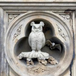 An owl carved into the Bethesda Terrace at Central Park