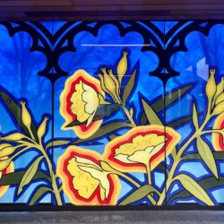 Laminated glass art by Tricia Wright at Crestwood station